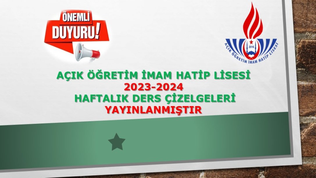 HAFTALIK DERS ÇİZELGELERİ