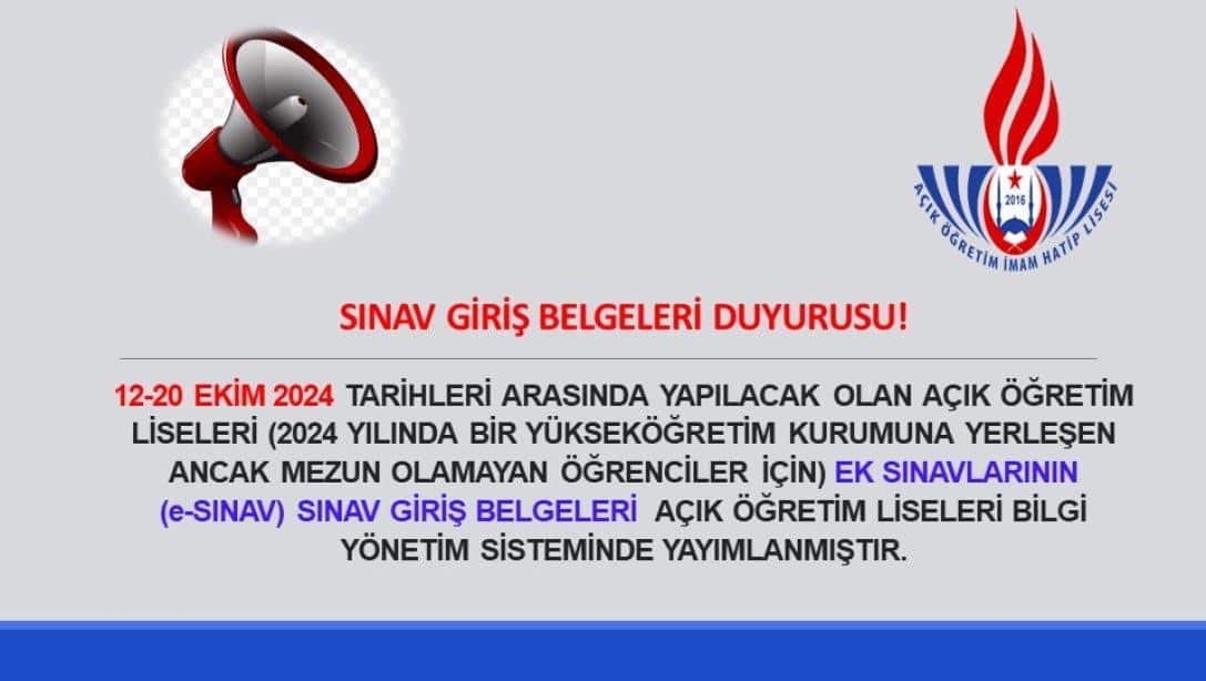 SINAV GİRİŞ BELGELERİ