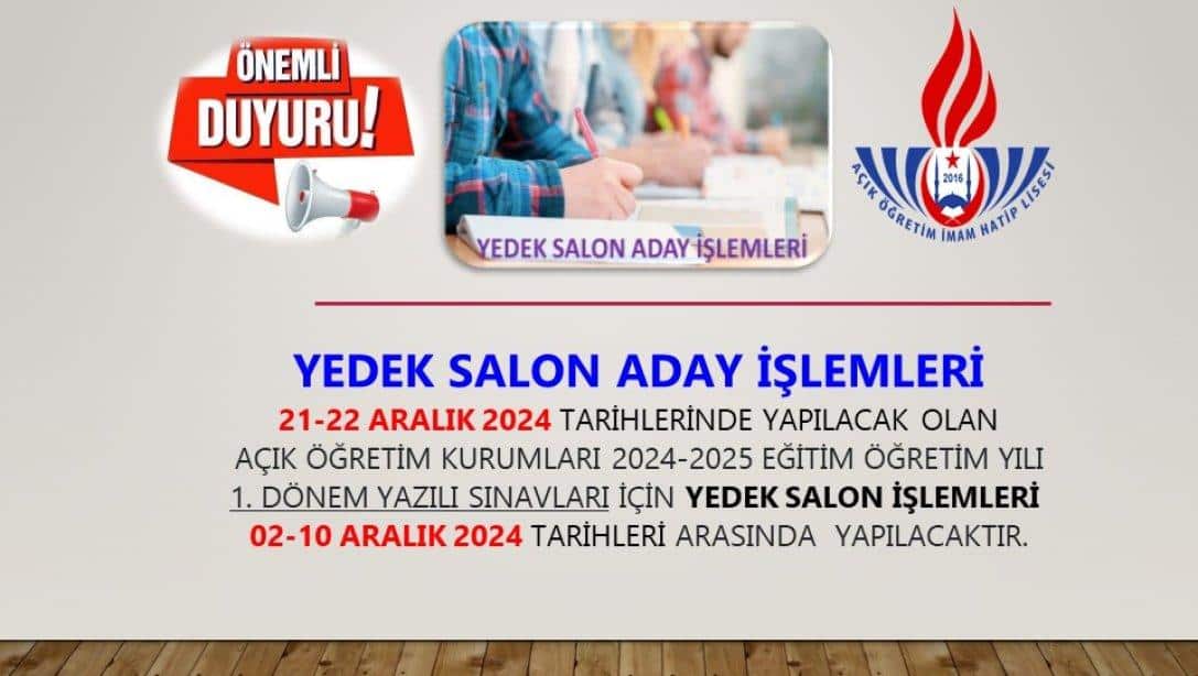 YEDEK SALON ADAY İŞLEMLERİ