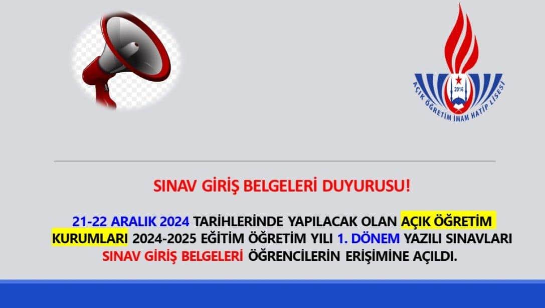 SINAV GİRİŞ BELGELERİ