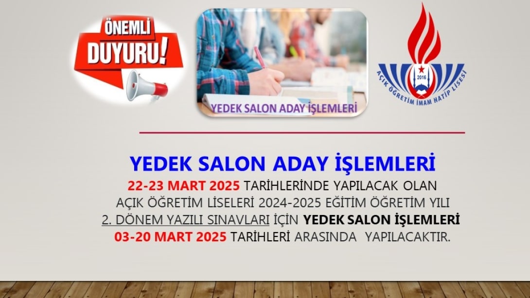 YEDEK SALON ADAY İŞLEMLERİ